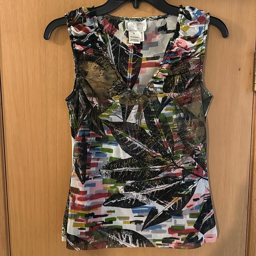 Alberto Makali Women’s Leaf Print Colorful Printed Tank Top Size Small